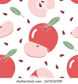 Seamless pattern with red apple and peaces