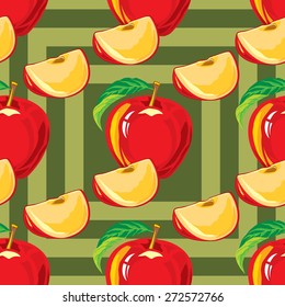 seamless pattern of red apple and apple slices