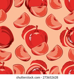 seamless pattern of red apple and apple slices