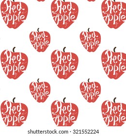 Seamless pattern with red apple. Vector illustration