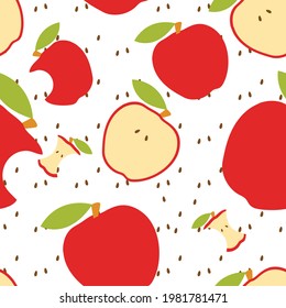 seamless pattern red apple  in white background  