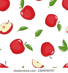 manzanas rojas de patrón transparente con hojas