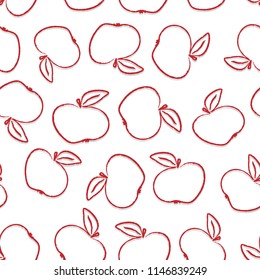 Seamless pattern of red apples on a white background. EPS 10.