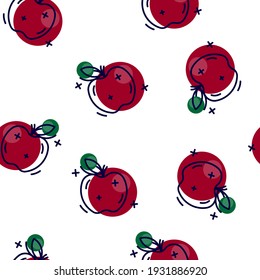 seamless pattern of red apples on a white background