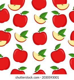 Patrón sin foco con manzanas rojas sobre fondo blanco. Diseño de fruta. Se puede utilizar para fondo de pantalla, rellenos de patrones, fondo de página web, texturas superficiales