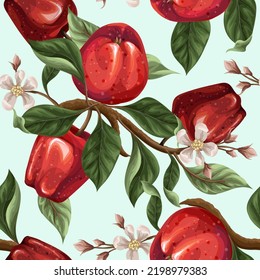 Seamless pattern with red apples. Vector