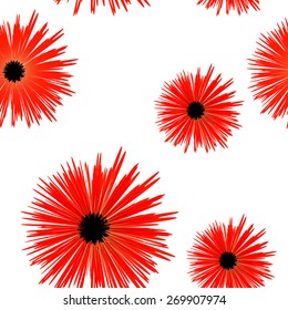Seamless pattern with red aster flowers