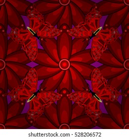 Seamless pattern. Red background with a red butterflies.