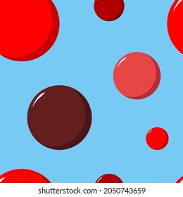 Seamless pattern of red balls. Red Nose Day background. Vector. Flat design.