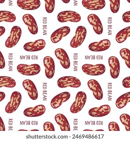 Seamless pattern with Red bean. Red brown seed. Organic, fresh cooking, healthy diet ingredient. wallpaper, wrapping, packing, textile, scrapbooking. Vegetarian and healthy life