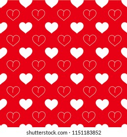 Seamless pattern of red beautiful hearts