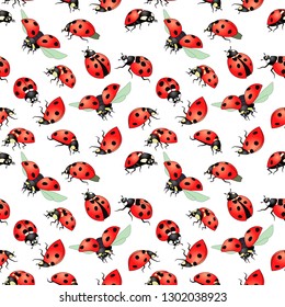 seamless pattern with red beetles