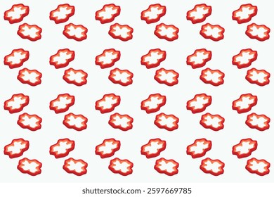 Seamless pattern with red bell pepper slices on a light background. Perfect for food packaging, textiles, wallpaper, and kitchen decor.