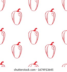 Seamless pattern of red bell peppers, vector illustration