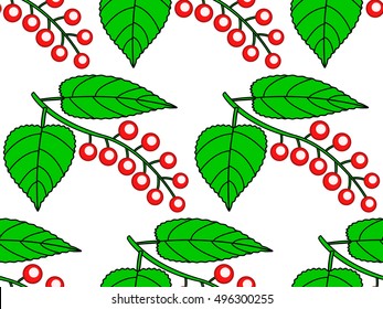 Seamless pattern of the red berries
