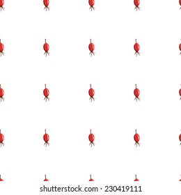 Seamless pattern of red berries wild rose - watercolor vector