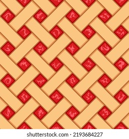 Seamless pattern with red berry pie texture. Colored vector background.