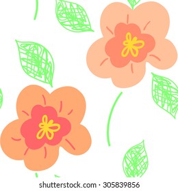 seamless pattern with red big flowers