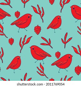 seamless pattern with red birds.
