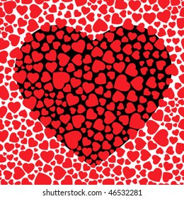 seamless pattern with red and black hearts