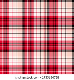 Patrón inmaculado de colores rojo, negro y blanco para la lija, tela, textil, ropa, mantel y otras cosas. Imagen vectorial. 