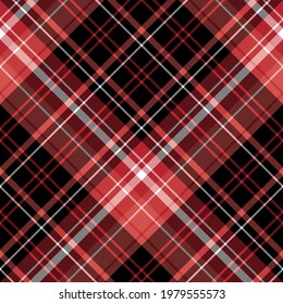 Seamless pattern in red, black and white colors for plaid, fabric, textile, clothes, tablecloth and other things. Vector image. 2