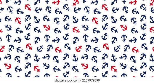 Seamless pattern with red and blue anchors
