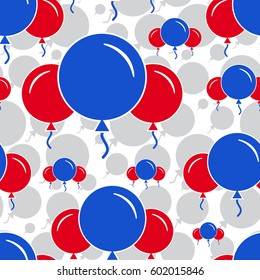 Seamless Pattern with Red and Blue Balloons on White Background