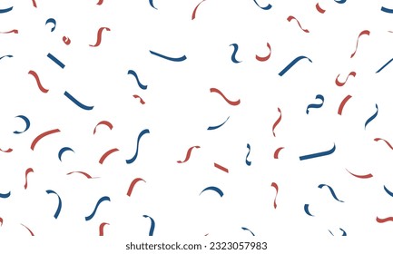 seamless pattern red And Blue Confetti Isolated On Background. Celebration Event And Birthday. American, Chile, Russia, France, United kingdom flags color concept. Vector