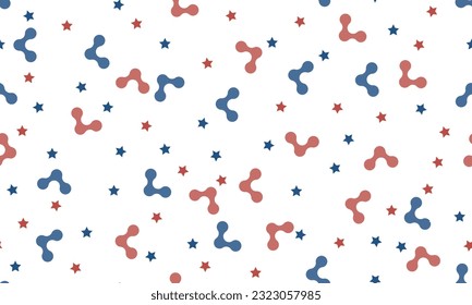 seamless pattern red And Blue Confetti Isolated On Background. Celebration Event And Birthday. American, Chile, Russia, France, United kingdom flags color concept. Vector