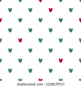Seamless pattern of red and blue hearts.  Background for wrapping 

paper.  Vector