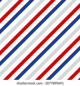 Seamless pattern with red and blue oblique stripes.