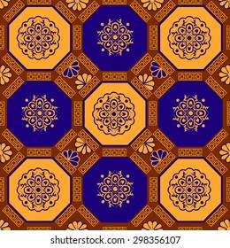 seamless pattern of red blue orange colors