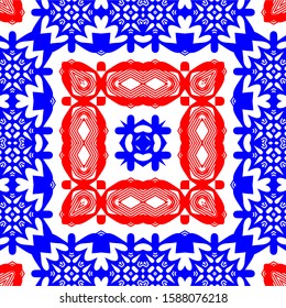 Seamless pattern red and blue ornament backgrounds