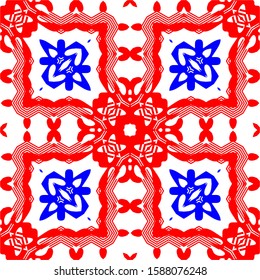 Seamless pattern red and blue ornament backgrounds
