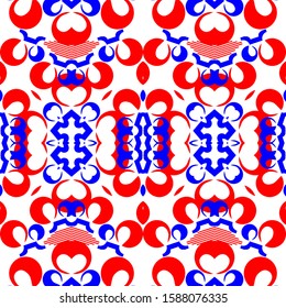 Seamless pattern red and blue ornament backgrounds