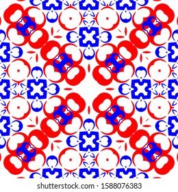 Seamless pattern red and blue ornament backgrounds