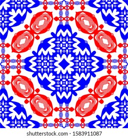 Seamless pattern red and blue ornaments background