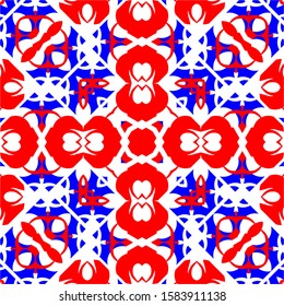 Seamless pattern red and blue ornaments background