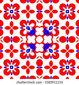 Seamless pattern red and blue ornaments background