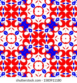 Seamless pattern red and blue ornaments background