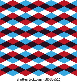 Seamless pattern with red and blue ornate