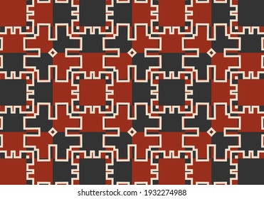 Seamless pattern in red blue pink. Vector illustration. Use this pattern in the design of carpet, shawl, pillow, textile, ceramic tiles, surface.