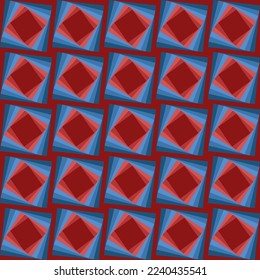 Seamless pattern with red and blue squares. Drawing for fabric, covers, textiles
