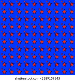 Patrón sin igual con estrellas rojas y azules en un fondo azul