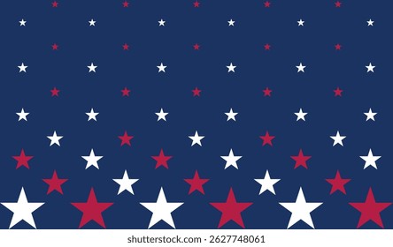 Seamless Pattern of Red and Blue Stars USA Themed, American flag stars pattern. Background Stars for 4th of July, Independence day Background