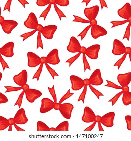 Seamless pattern with red bows