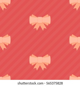 Seamless pattern with red bows. Background for web, print, wallpaper, packaging, wrapping, invitation, greeting card or holiday decor. Vector decorative template. EPS 10.