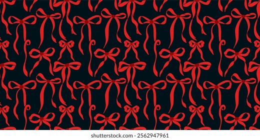 Seamless pattern of red bows. Holiday vector background.