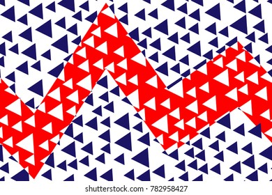 Seamless pattern of the red broken line and blue triangles